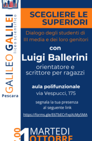Incontro di orientamento per le classi della terza media con Luigi Ballerini, martedì 1 ottobre 2024