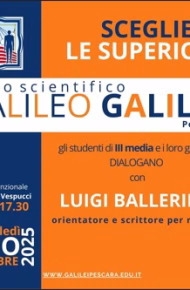 Luigi Ballerini, orientatore e scrittore per ragazzi, incontra gli studenti della terza media nell'aula polifunzionale del Galilei, mercoledì 1 ottobre 2025 alle 15.30.